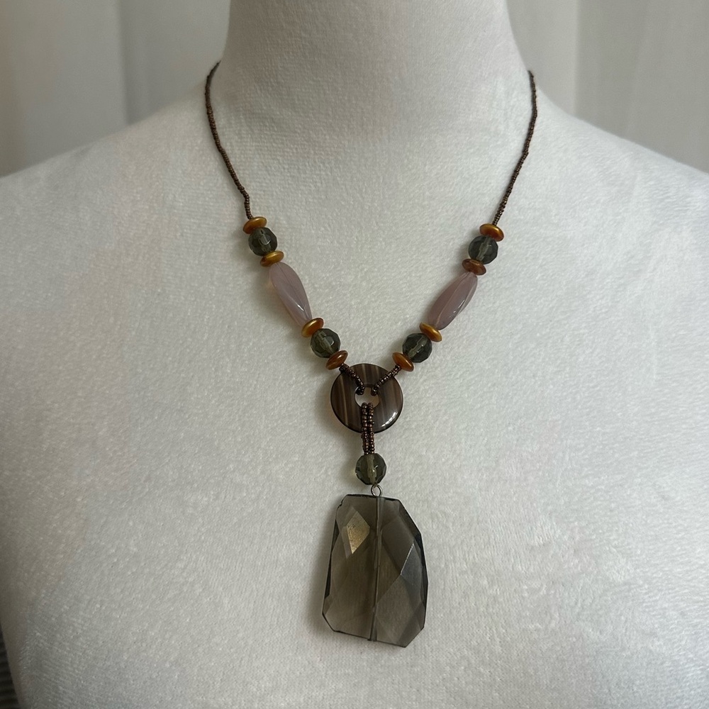 Smoky Quartz Bohemian Beaded Necklace ✨